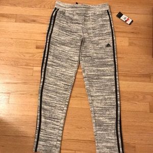 Girls Adidas fleece gray/white sweatpants